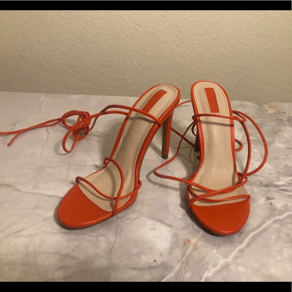 Orange sandal heels